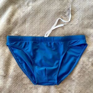 Men's Blue Swim Briefs, Drawstring, Front lined